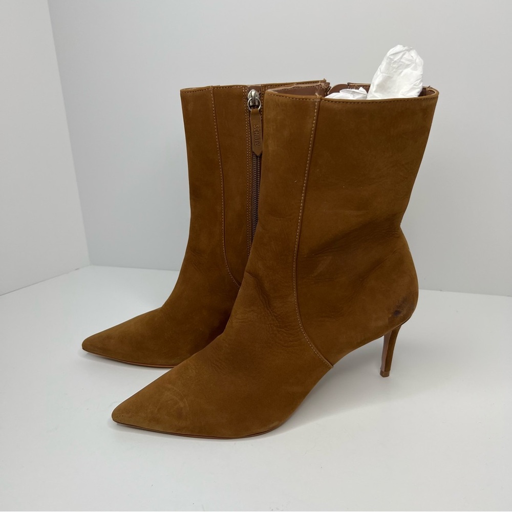 Schutz Blake Bootie Heels Brown Size 9.5